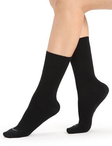 Chaussettes Icebreaker Merino Lifestyle Fine Gauge Crew Femme Noir | FR 1436PJJQ